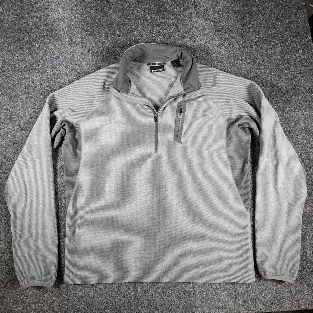Marmot Neothermo 1/2 Zip Pullover Mens Large Gray Grid Fleece C97050